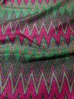 Pink Zigzag Pattern Knit Fabric, Lurex Fabric, 4 - Way Stretch - Whotex Online Fabric Store