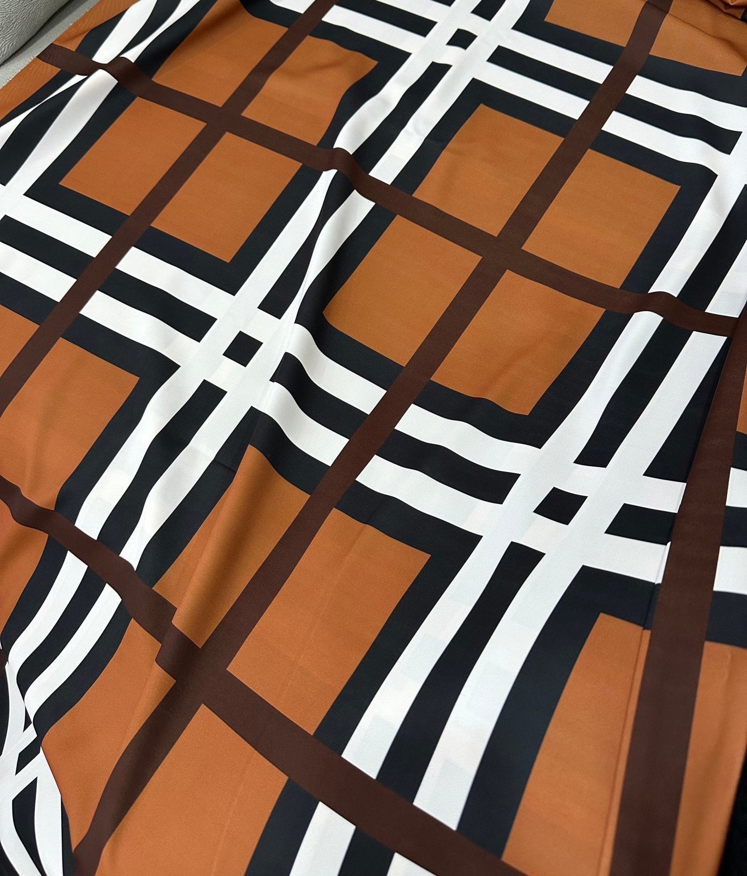 Plaid Pattern Fabric, Brown With White Stripes Fabric By The Yard - Whotex Online Fabric Store