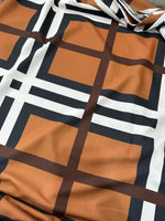Plaid Pattern Fabric, Brown With White Stripes Fabric By The Yard - Whotex Online Fabric Store