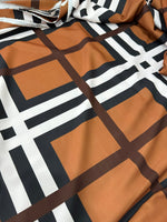 Plaid Pattern Fabric, Brown With White Stripes Fabric By The Yard - Whotex Online Fabric Store