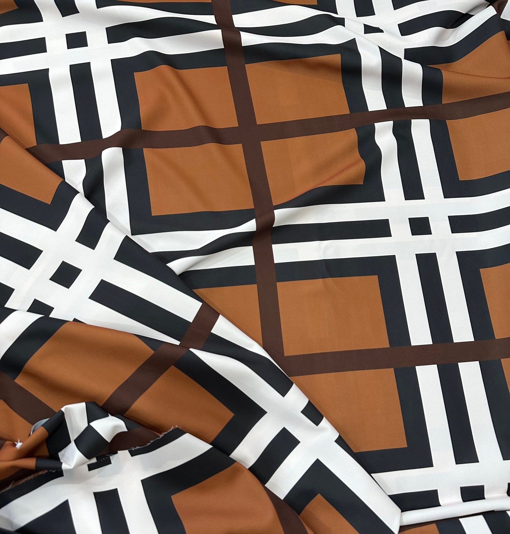 Plaid Pattern Fabric, Brown With White Stripes Fabric By The Yard - Whotex Online Fabric Store
