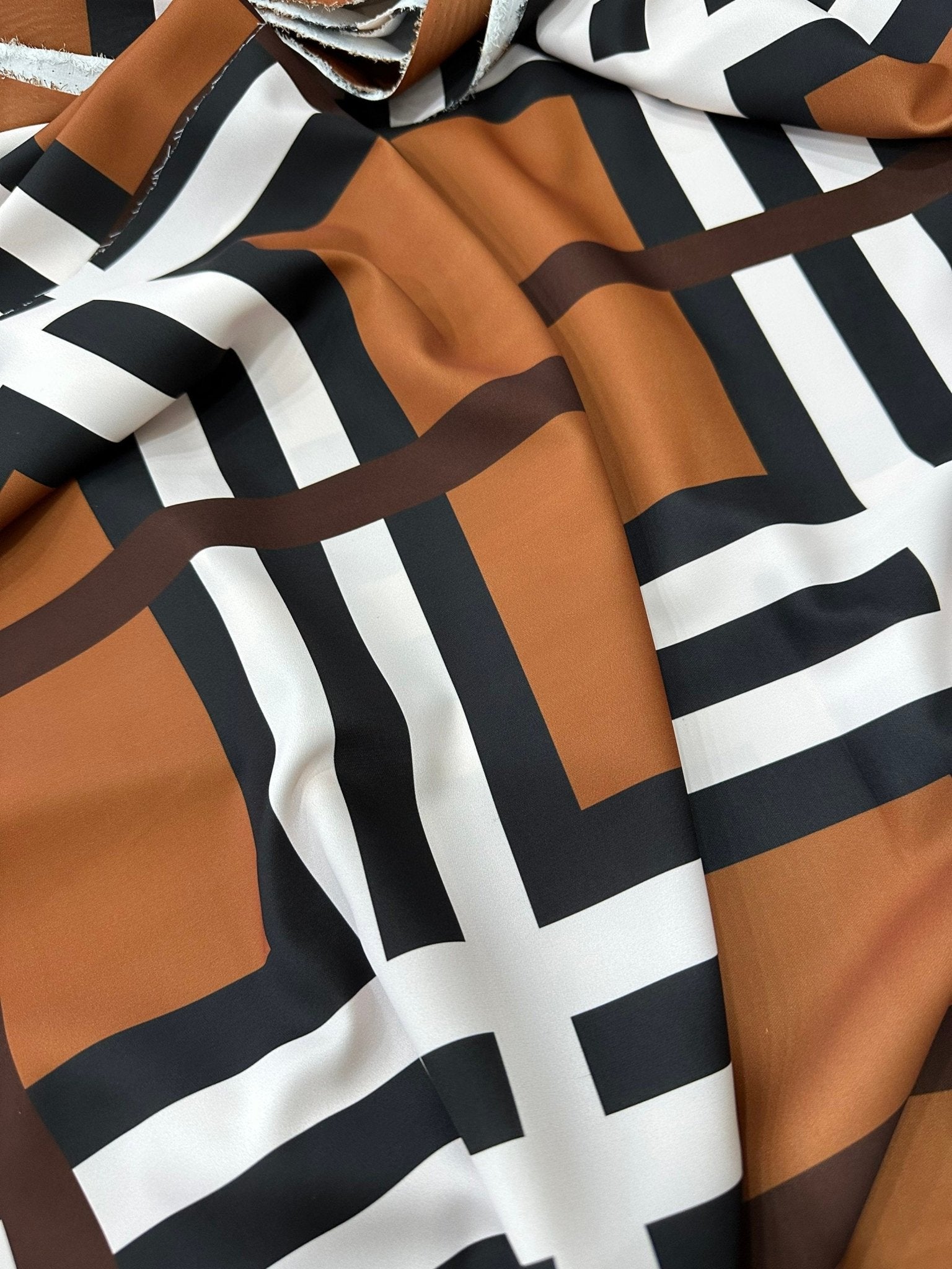 Plaid Pattern Fabric, Brown With White Stripes Fabric By The Yard - Whotex Online Fabric Store