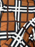 Plaid Pattern Fabric, Brown With White Stripes Fabric By The Yard - Whotex Online Fabric Store
