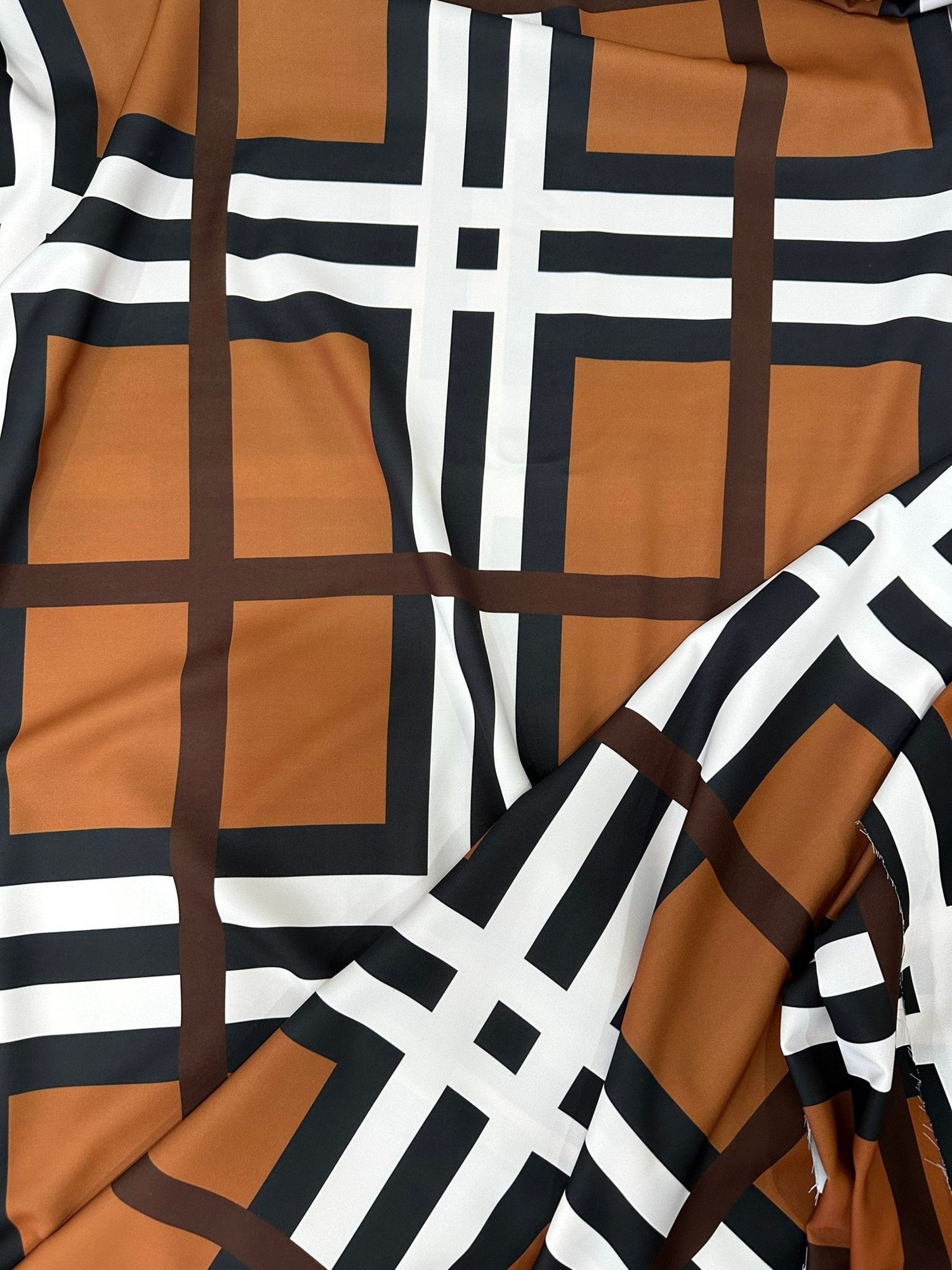 Plaid Pattern Fabric, Brown With White Stripes Fabric By The Yard - Whotex Online Fabric Store