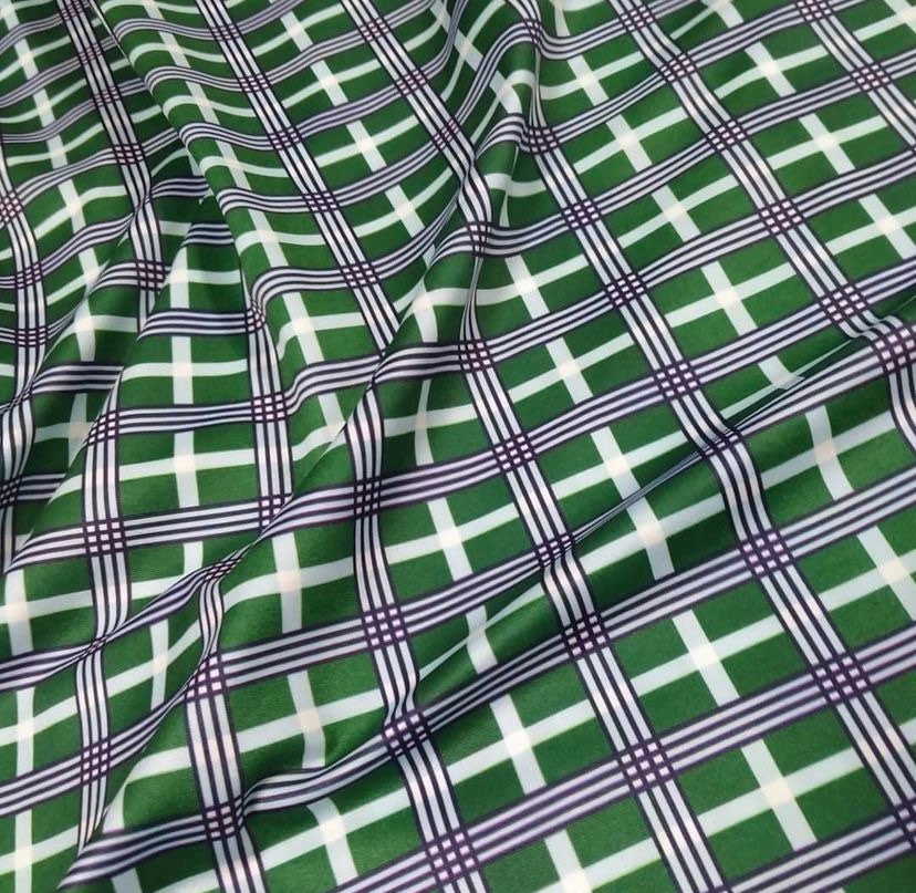 Plaid Pattern Fabric, spandex 4 - way stretch 58/60” Sold / black, white, green, orange - Whotex