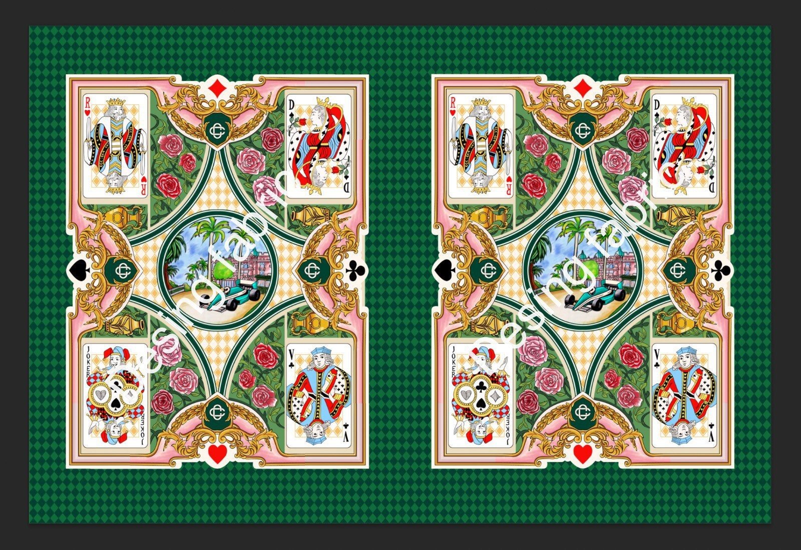 Playing Cards Pattern Fabric , Silky Crepe Fabric , 1 Panel Fabric 150*100cm // 1.64 * 1.09 yard - Whotex