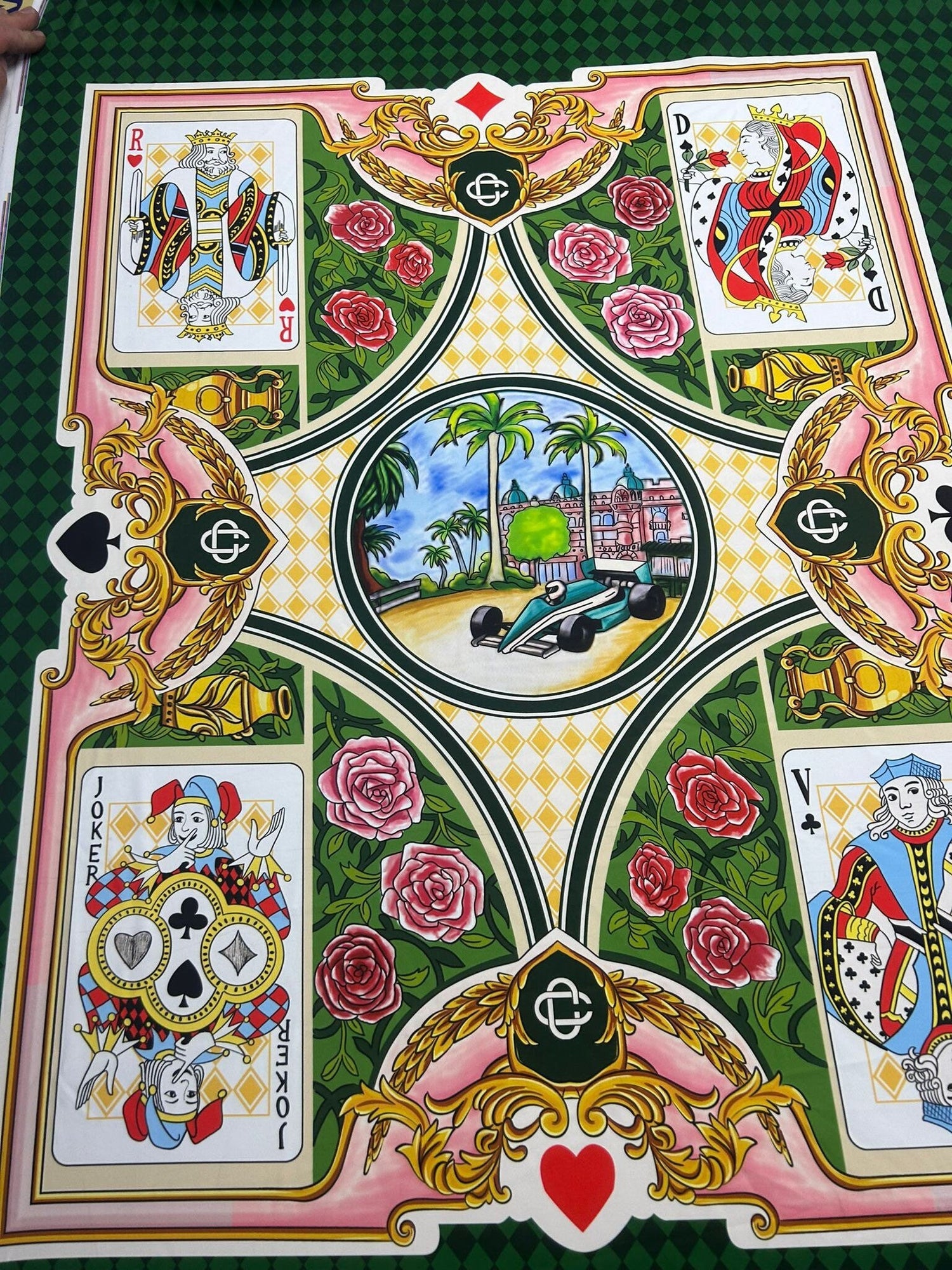 Playing Cards Pattern Fabric , Silky Crepe Fabric , 1 Panel Fabric 150*100cm // 1.64 * 1.09 yard - Whotex Online Fabric Store
