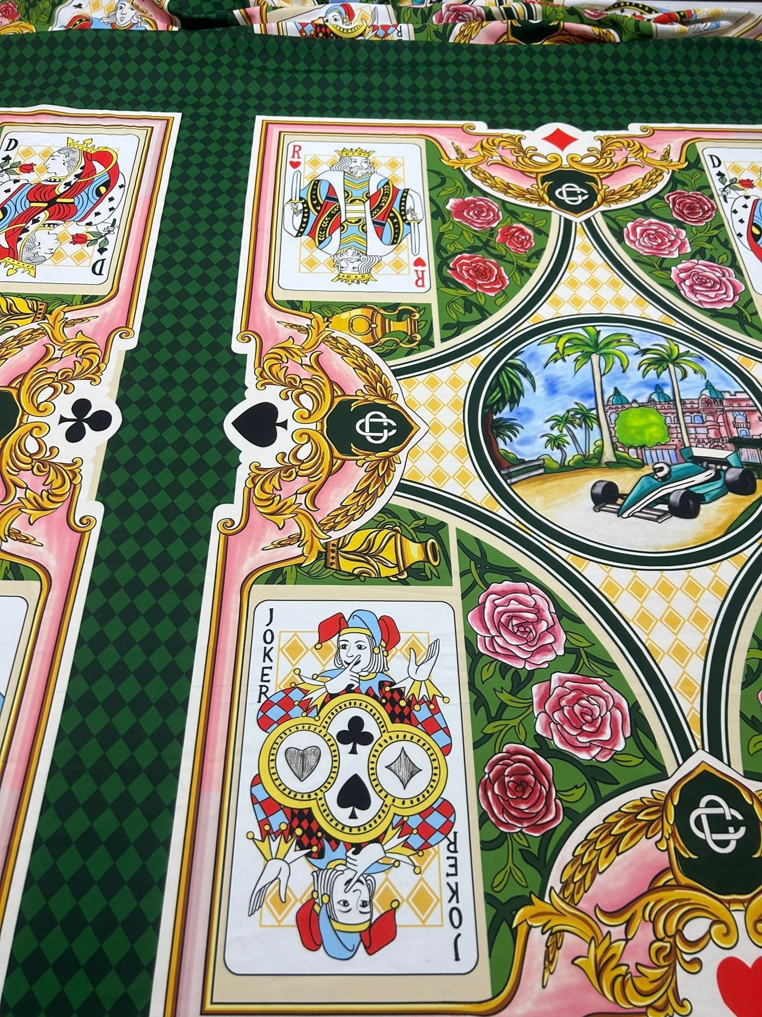 Playing Cards Pattern Fabric , Silky Crepe Fabric , 1 Panel Fabric 150*100cm // 1.64 * 1.09 yard - Whotex Online Fabric Store