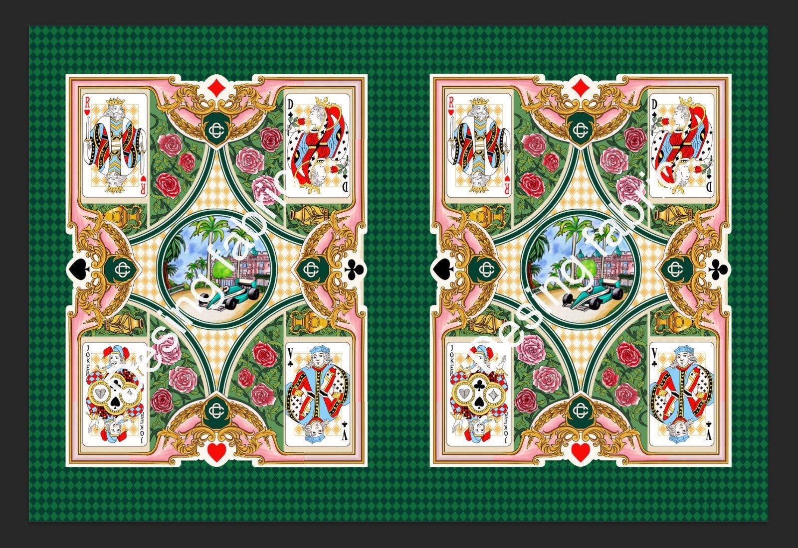 Playing Cards Pattern Fabric , Silky Crepe Fabric , 1 Panel Fabric 150*100cm // 1.64 * 1.09 yard - Whotex Online Fabric Store