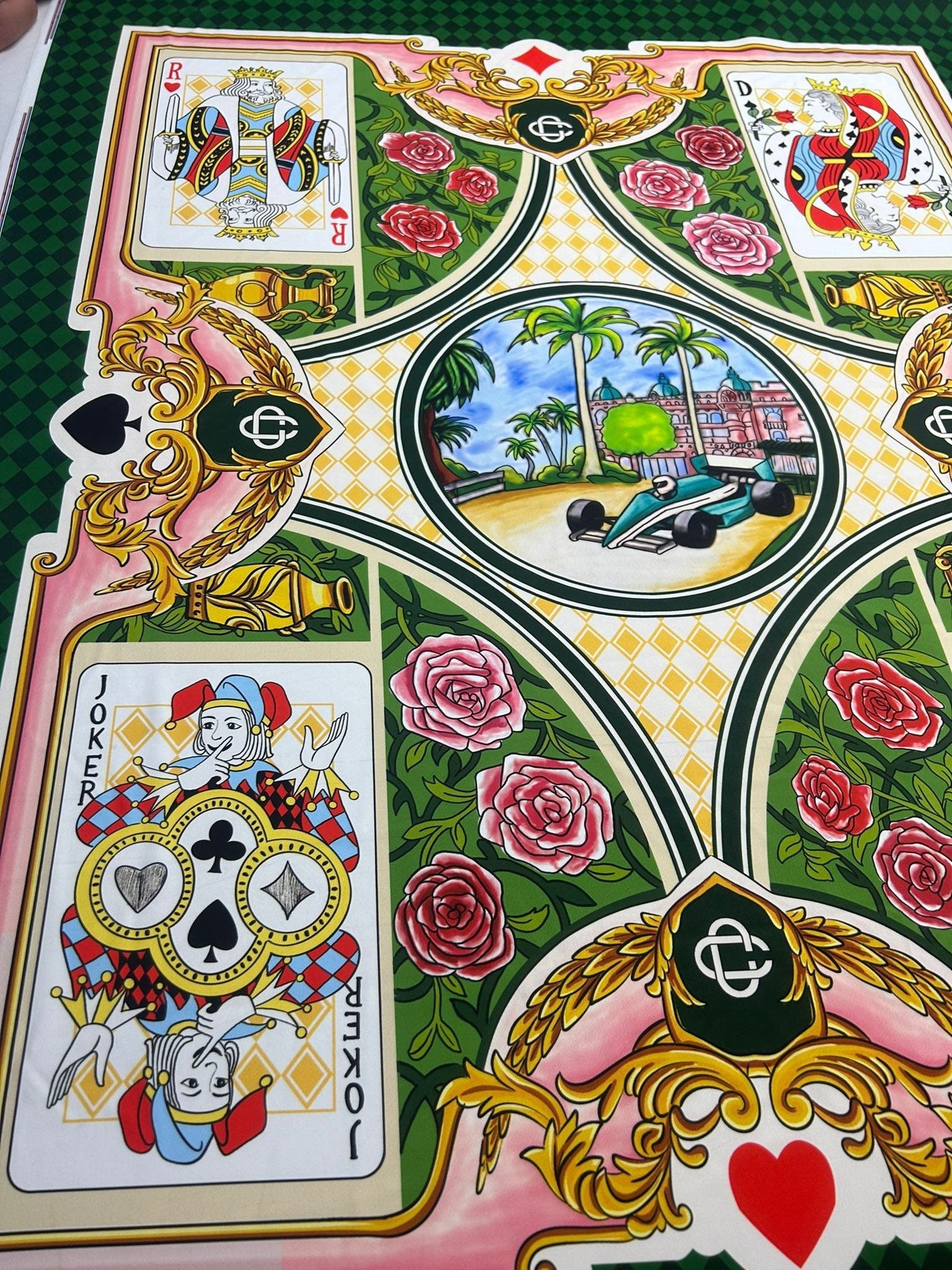 Playing Cards Pattern Fabric , Silky Crepe Fabric , 1 Panel Fabric 150*100cm // 1.64 * 1.09 yard - Whotex