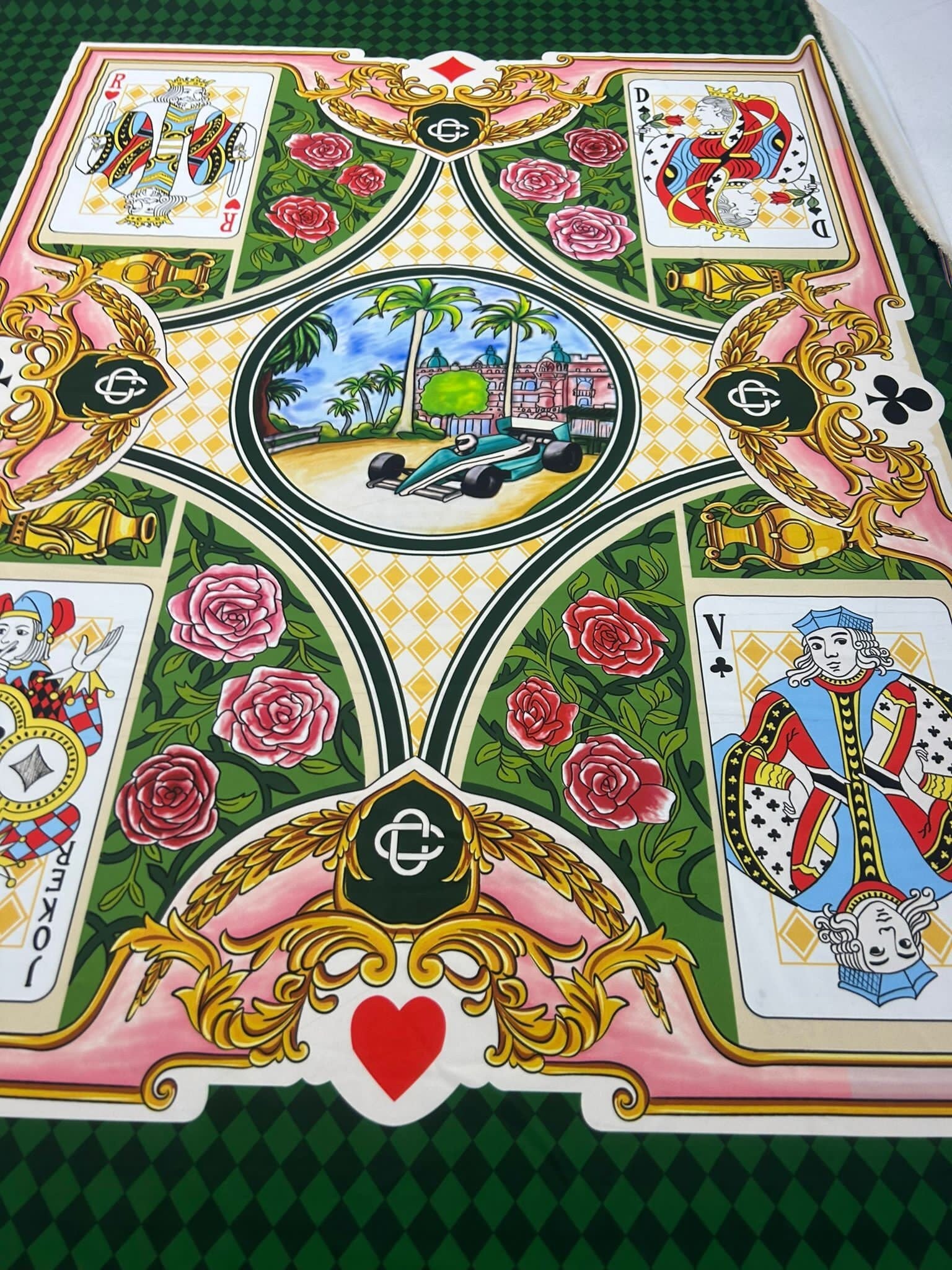 Playing Cards Pattern Fabric , Silky Crepe Fabric , 1 Panel Fabric 150*100cm // 1.64 * 1.09 yard - Whotex Online Fabric Store