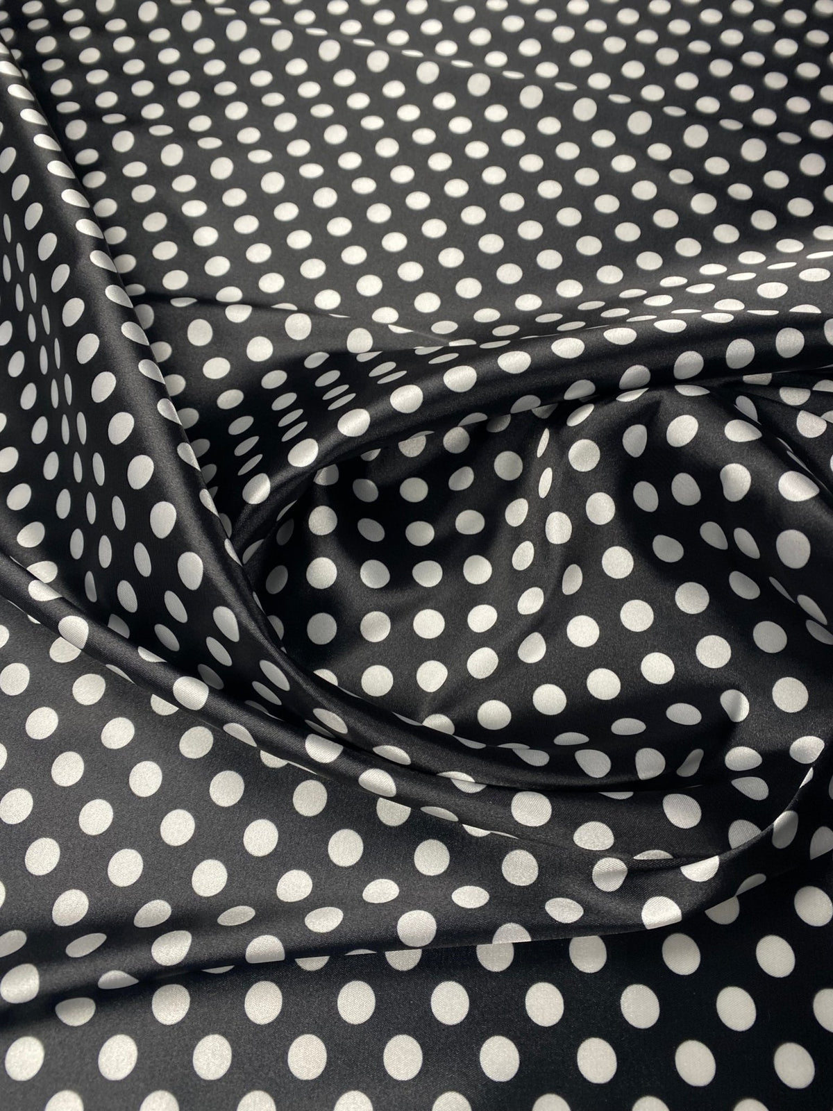 Polka Dot Lycra Satin Fabric by the Metre - Whotex Fabrics London