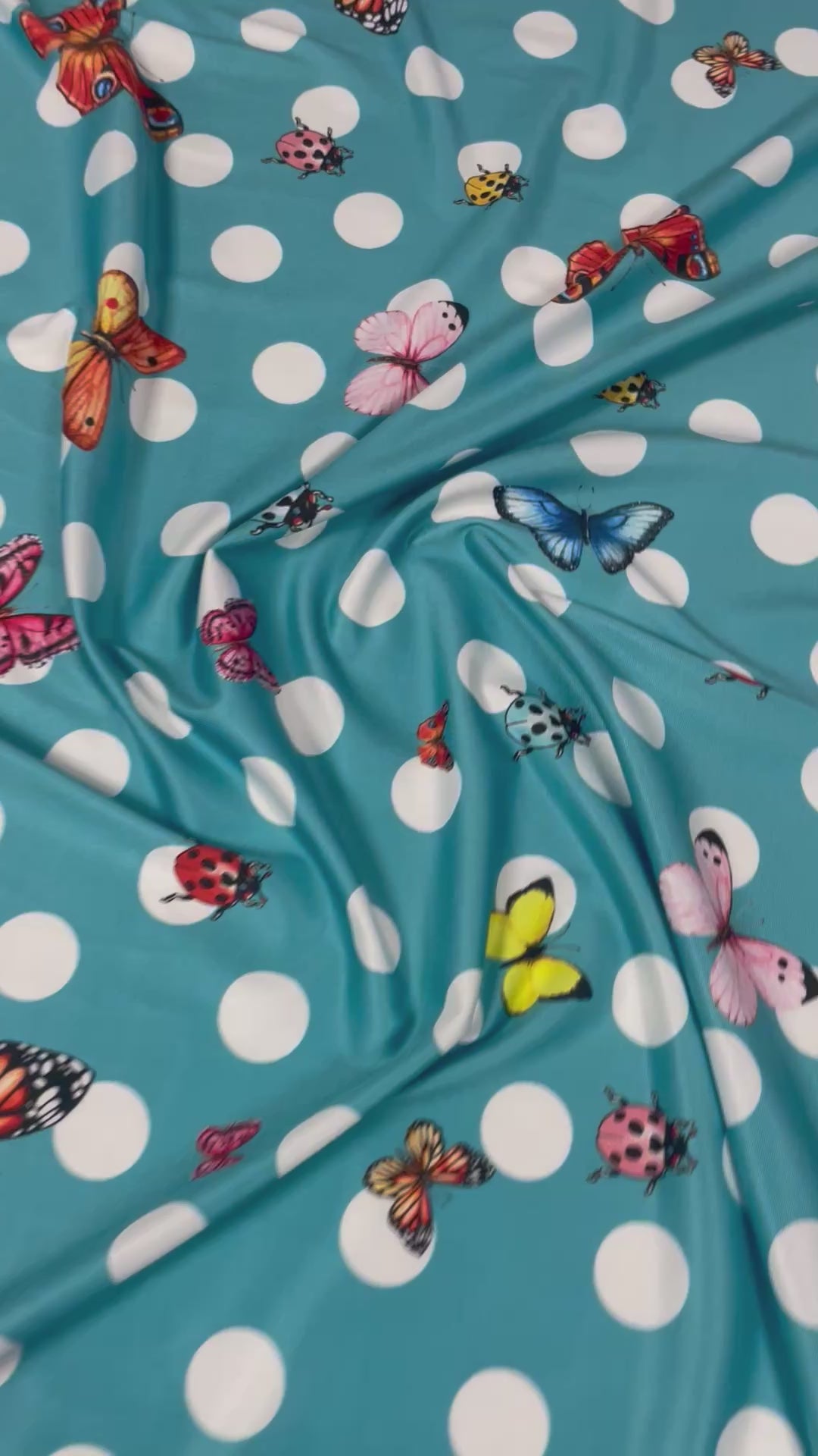 Butterfly & Ladybird Polka Dot Fabric by the Metre
