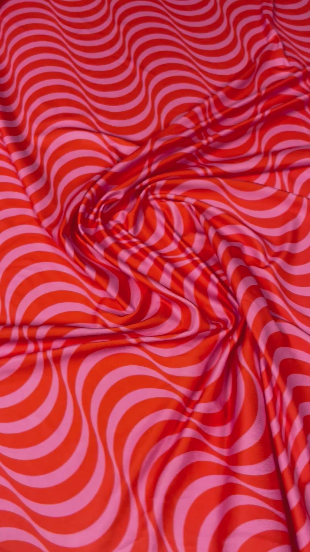 Red Pink Wavy Stripe Fabric by the Metre