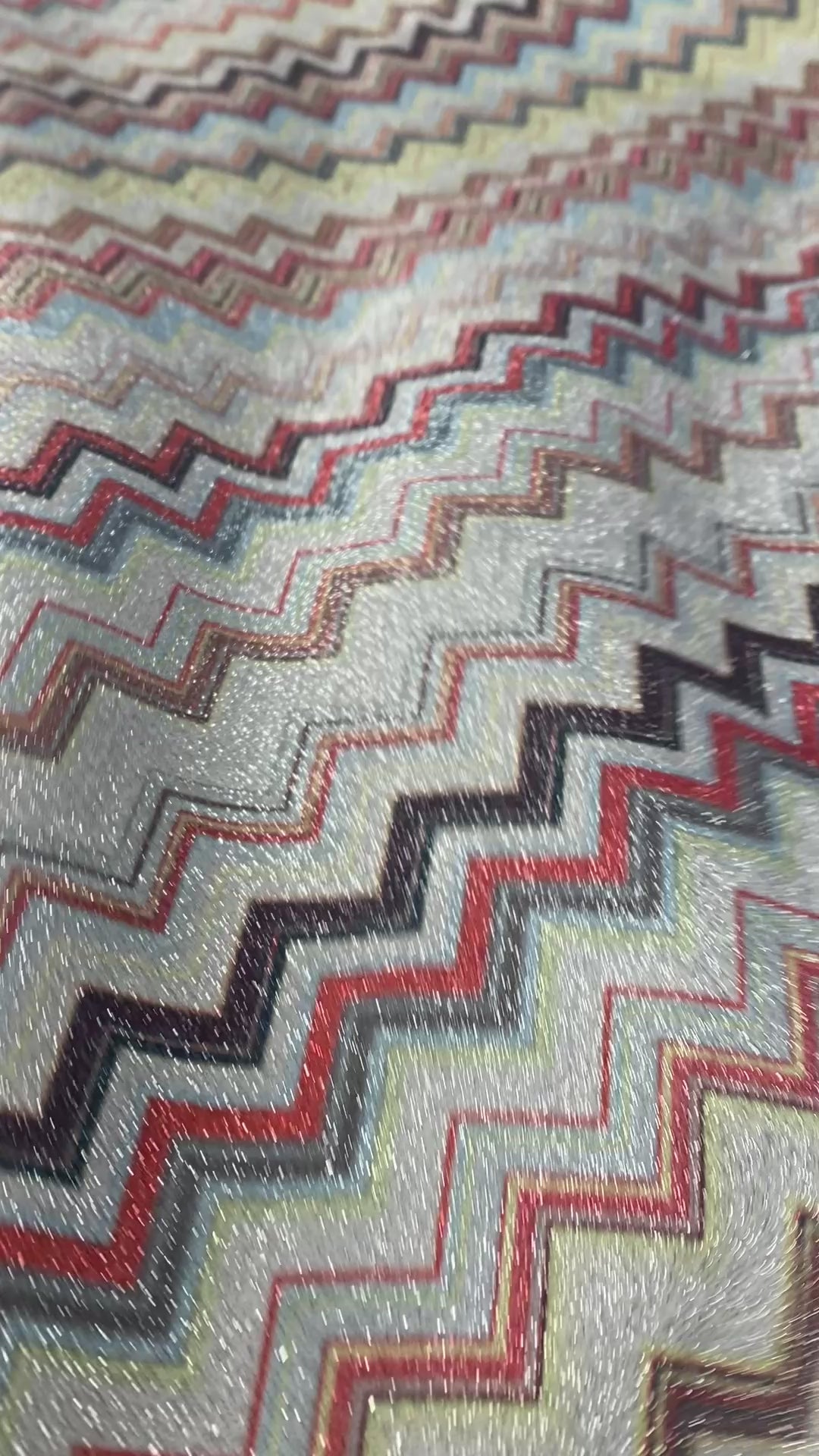 Colorful Zigzag Pattern Metallic Fabric