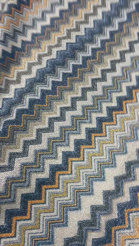 Blue and Orange Zigzag Fabric