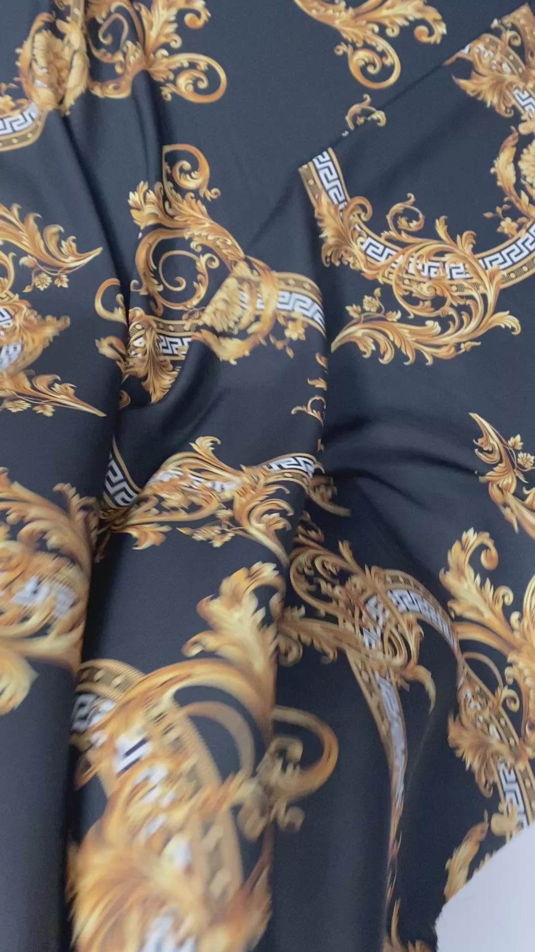 Black & Gold Baroque Crepe Fabric by the Metre – Luxury Style