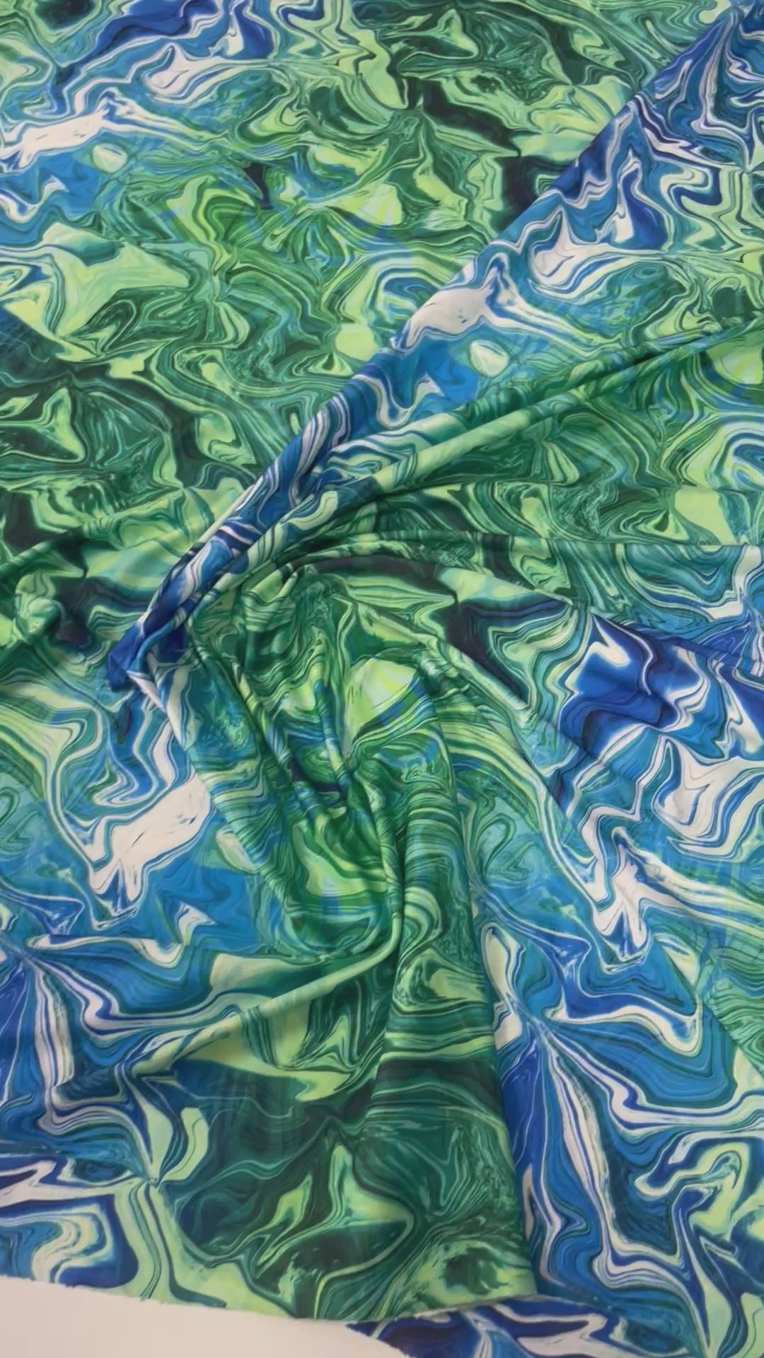 Marble Effect Fabric by the Metre – Blue Green Print