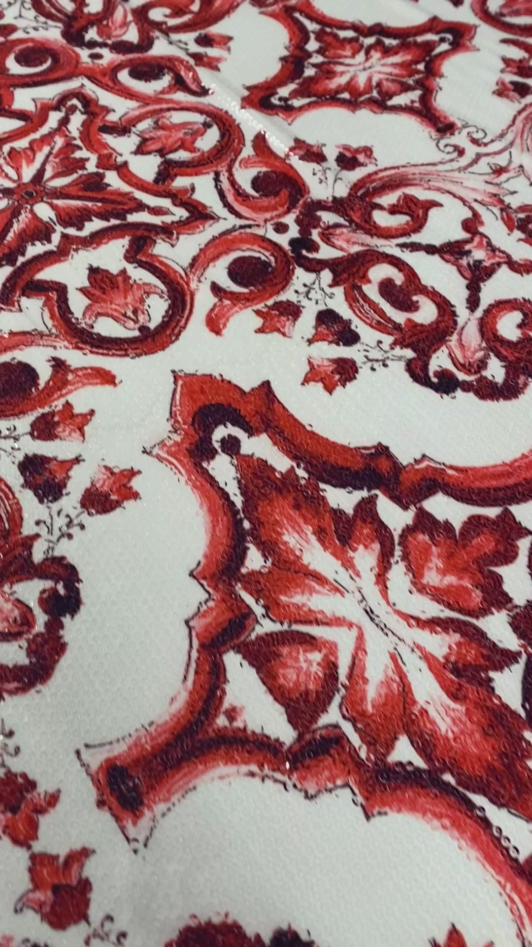 Red Baroque Pattern Sequin Fabric