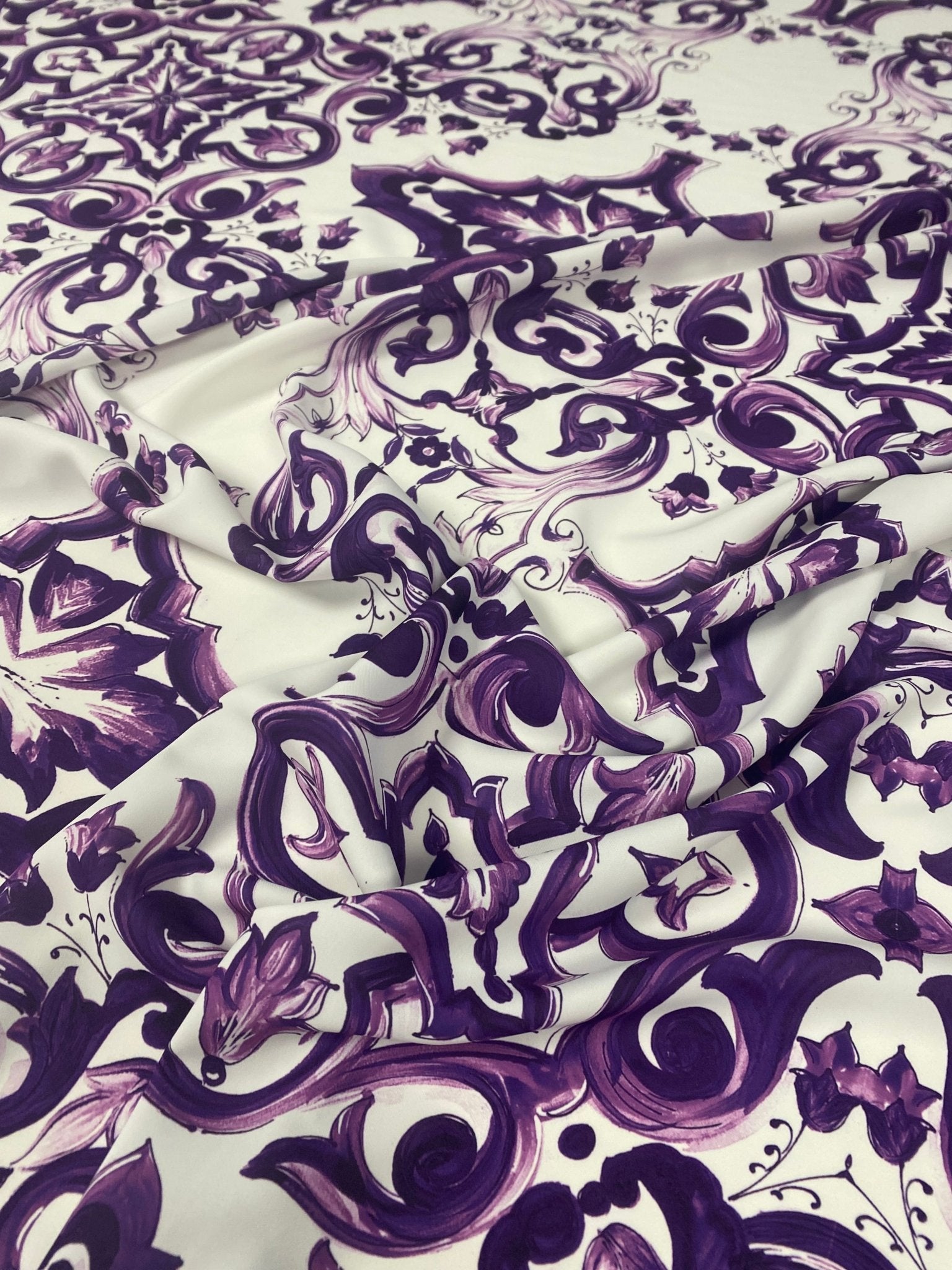 Purple Baroque Floral Pattern Fabric - Whotex Online Fabric Store