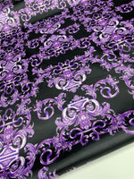 Purple Baroque Pattern Fabric, Dark Theme Fabric - Whotex Online Fabric Store
