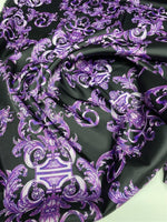 Purple Baroque Pattern Fabric, Dark Theme Fabric - Whotex Online Fabric Store