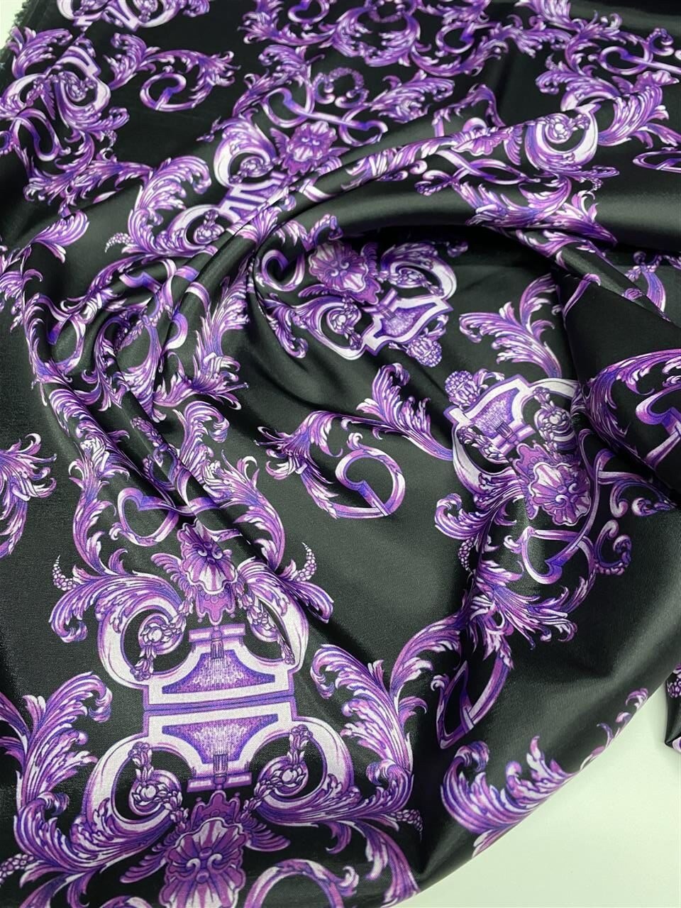 Purple Baroque Pattern Fabric, Dark Theme Fabric - Whotex Online Fabric Store