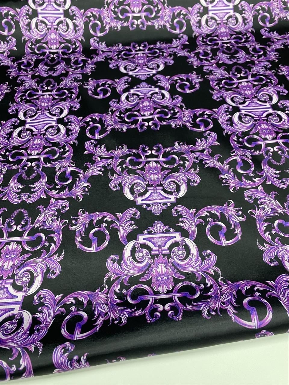 Purple Baroque Pattern Fabric, Dark Theme Fabric - Whotex Online Fabric Store