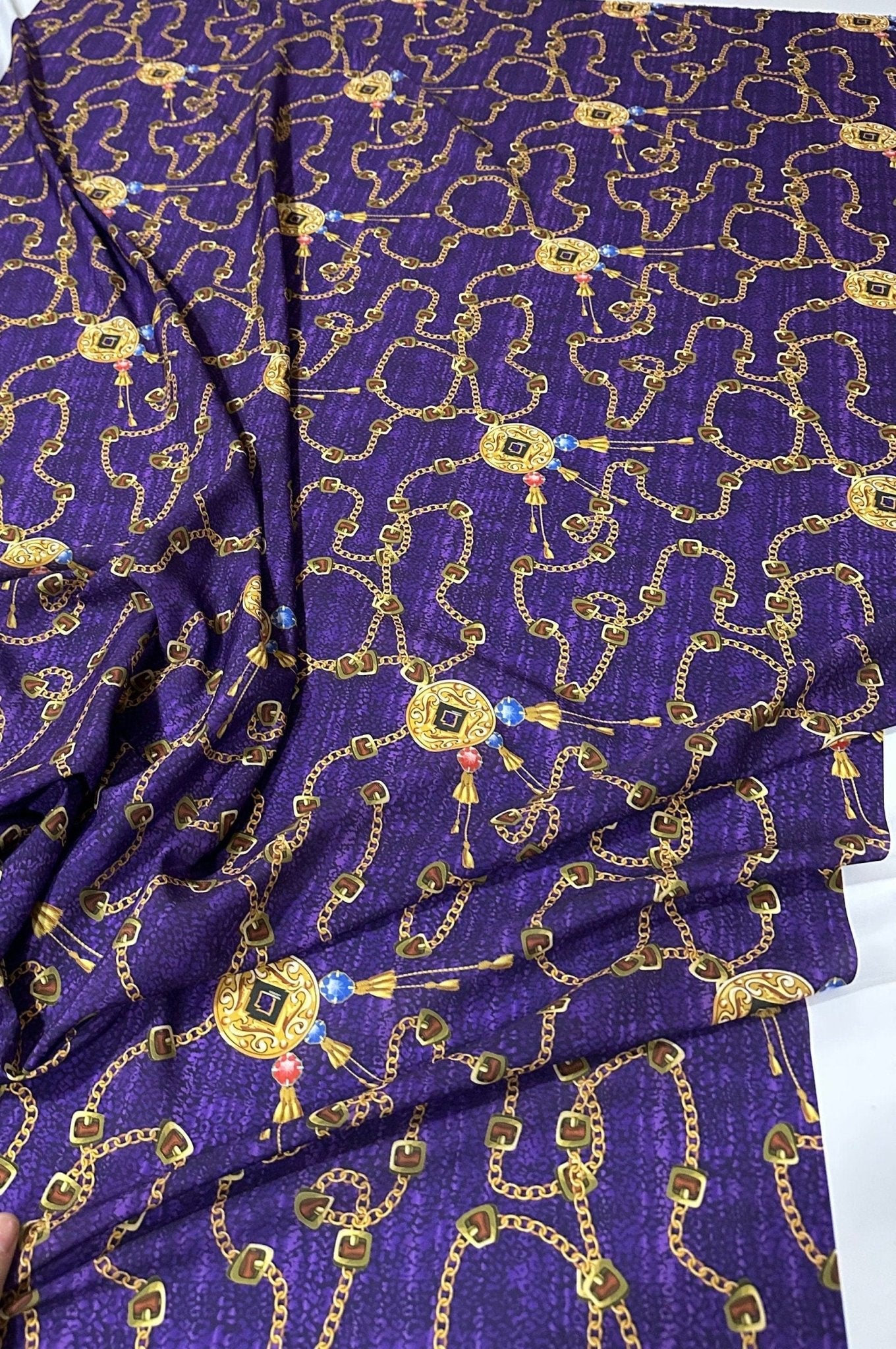 Purple Chain Pattern Crepe Fabric - Whotex