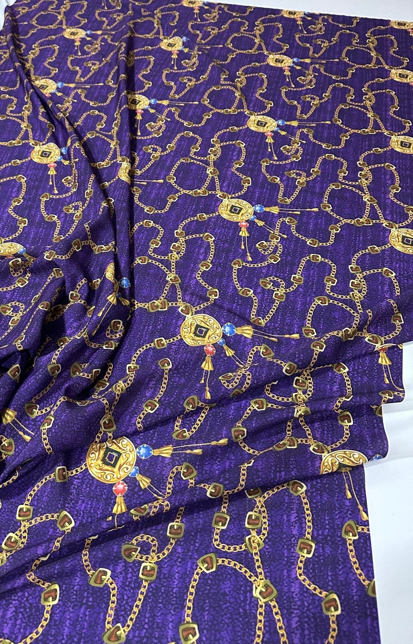 Purple Chain Pattern Crepe Fabric - Whotex