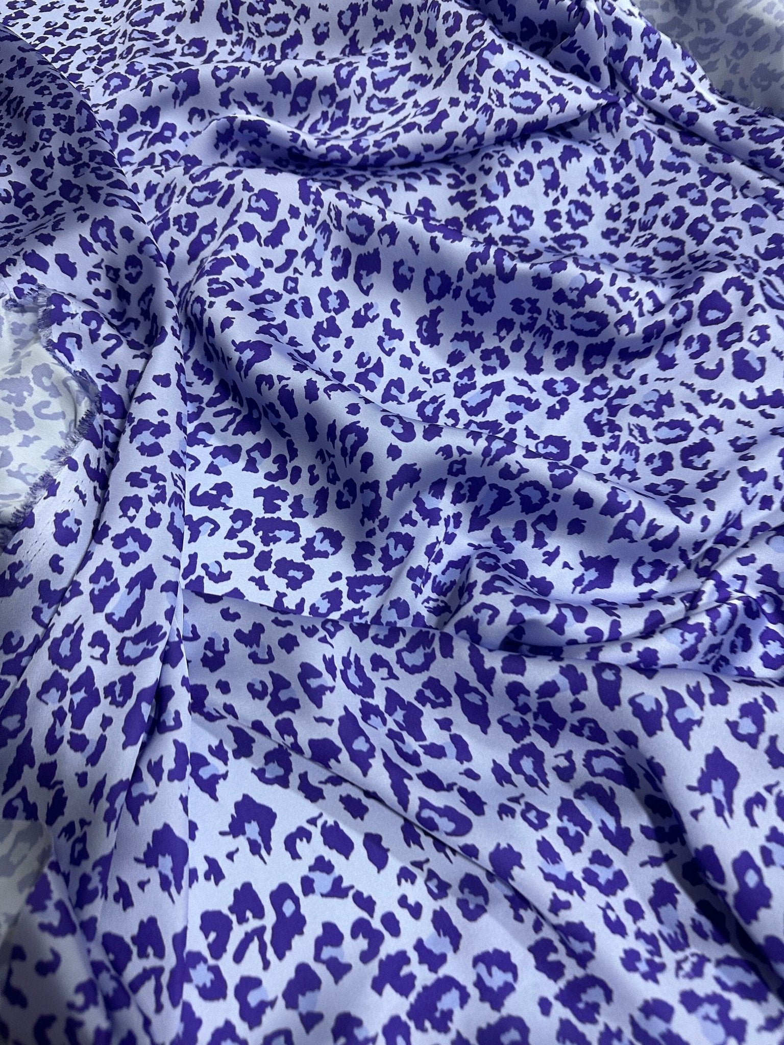 Purple Lilac Pattern Silk Satin Fabric, leopard pattern fabric - Whotex