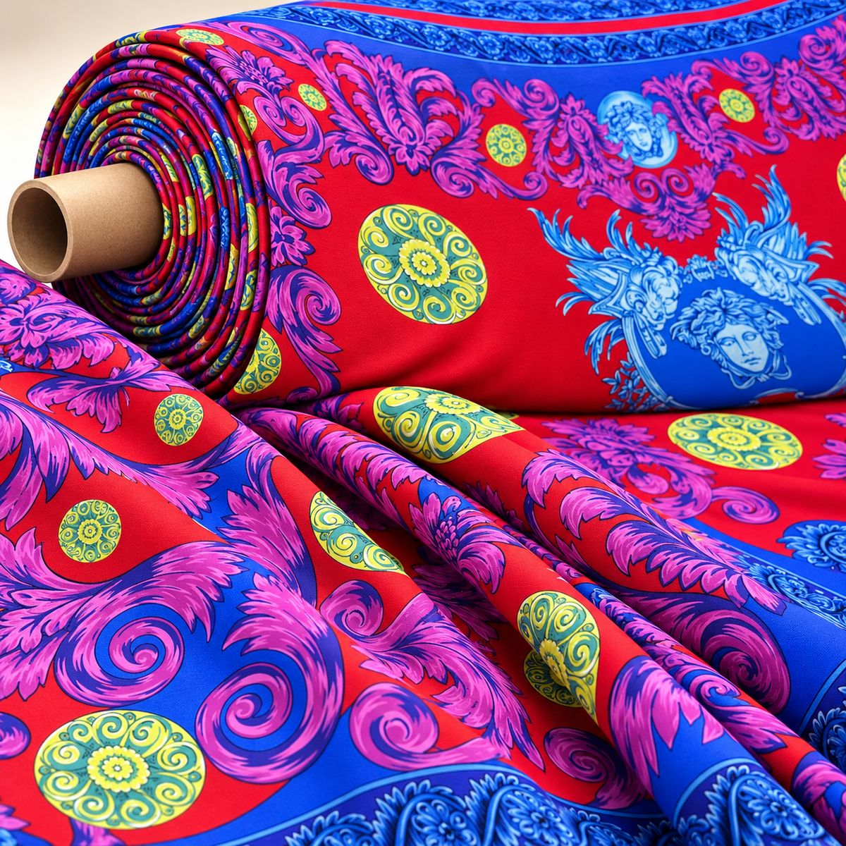 Purple Swirl Crepe Fabric by Metre - Whotex Fabrics London