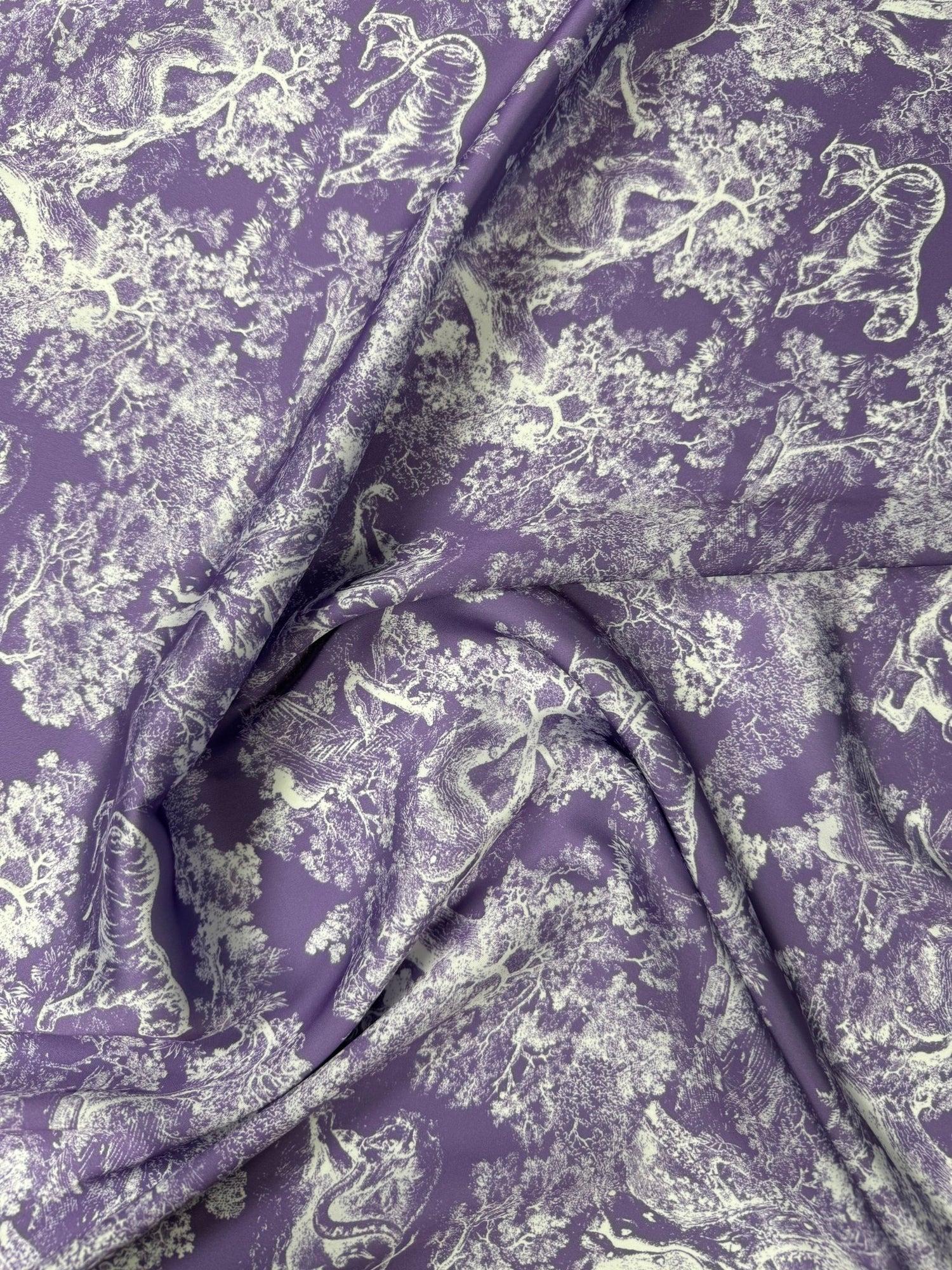 Purple Toile Satin Fabric by the Metre - Whotex Fabrics London