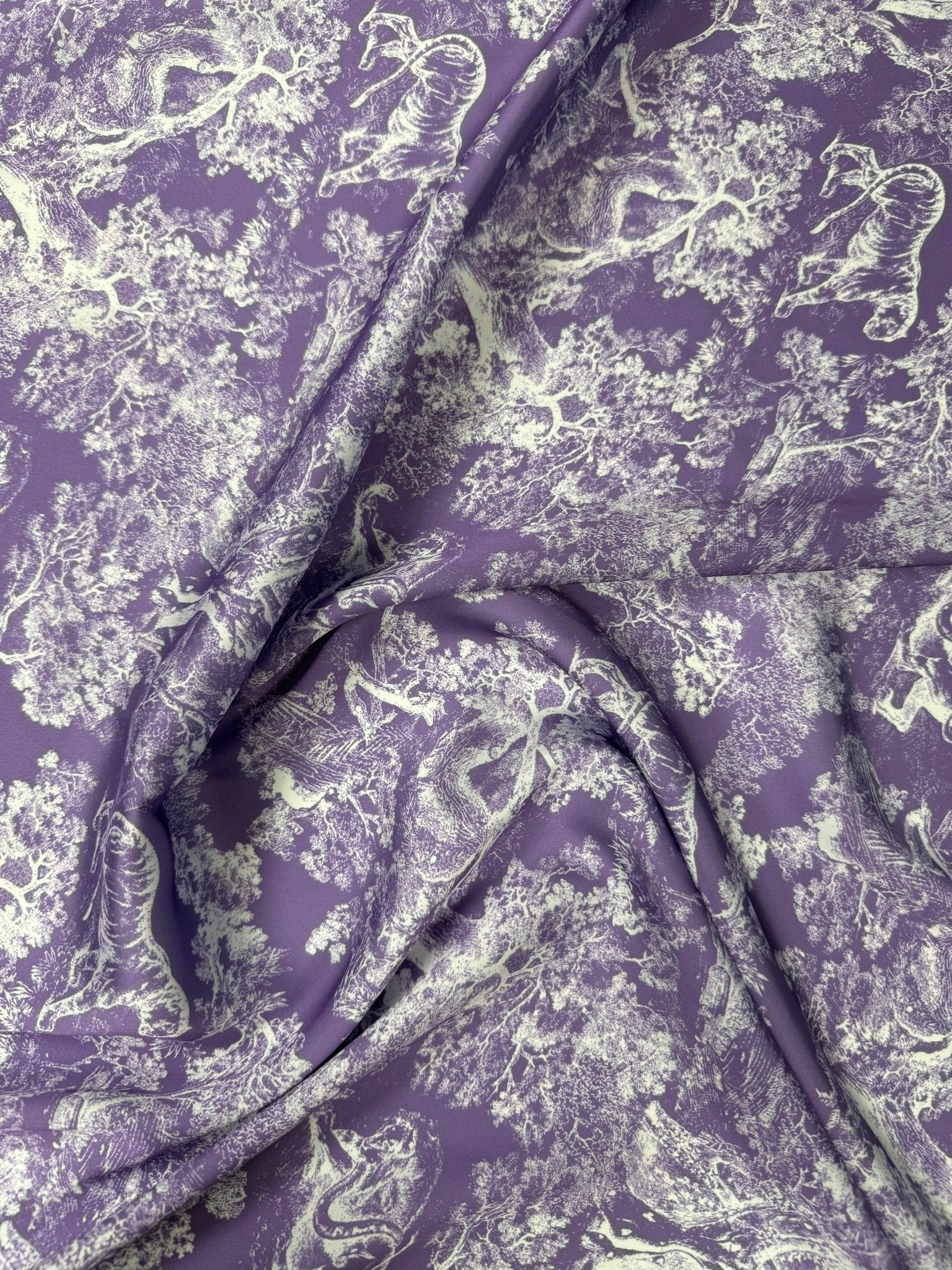 Purple Toile Satin Fabric by the Metre - Whotex Fabrics London