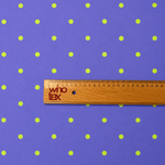 Purple with Lime Green Polka Dots Satin Fabric by the Metre - Whotex Fabrics London