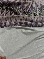 Purple Zigzag Pattern Knit Fabric, Lurex Fabric, 4 - Way Stretch - Whotex Online Fabric Store