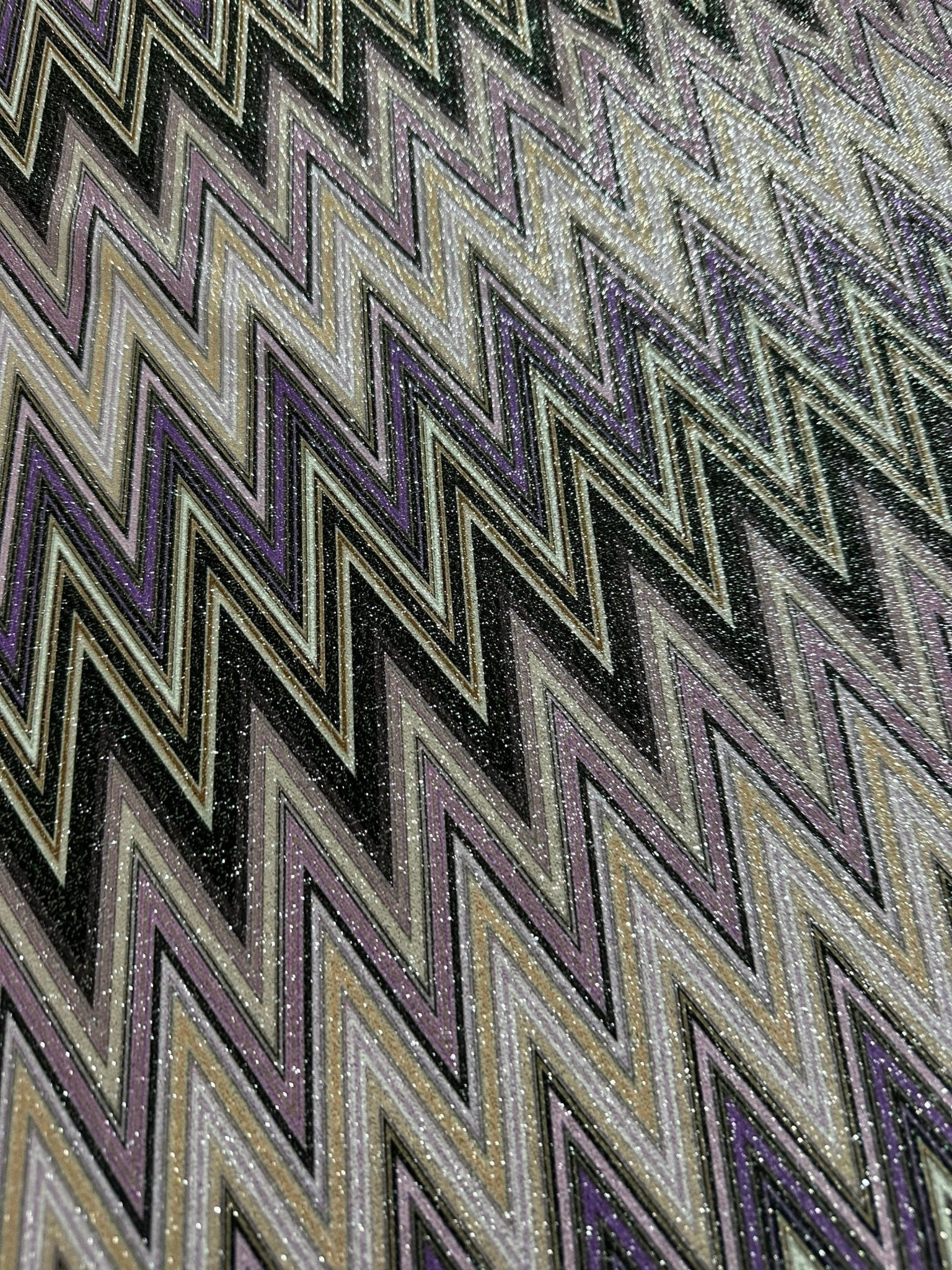 Purple Zigzag Pattern Knit Fabric, Lurex Fabric, 4 - Way Stretch - Whotex Online Fabric Store