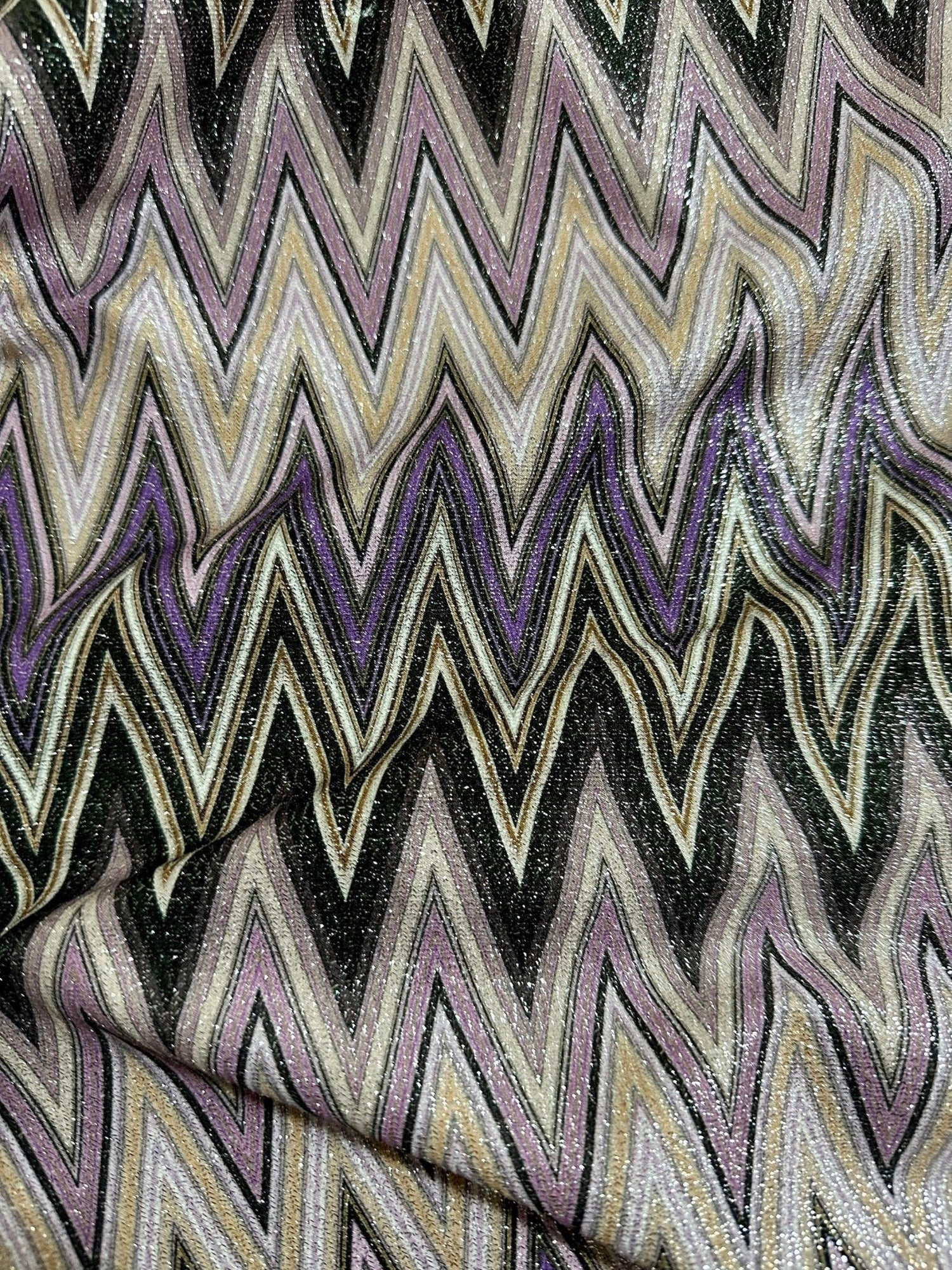 Purple Zigzag Pattern Knit Fabric, Lurex Fabric, 4 - Way Stretch - Whotex Online Fabric Store