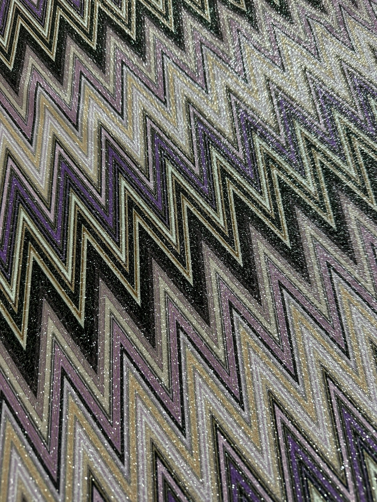 Purple Zigzag Pattern Knit Fabric, Lurex Fabric, 4 - Way Stretch Spandex Fabric - Whotex