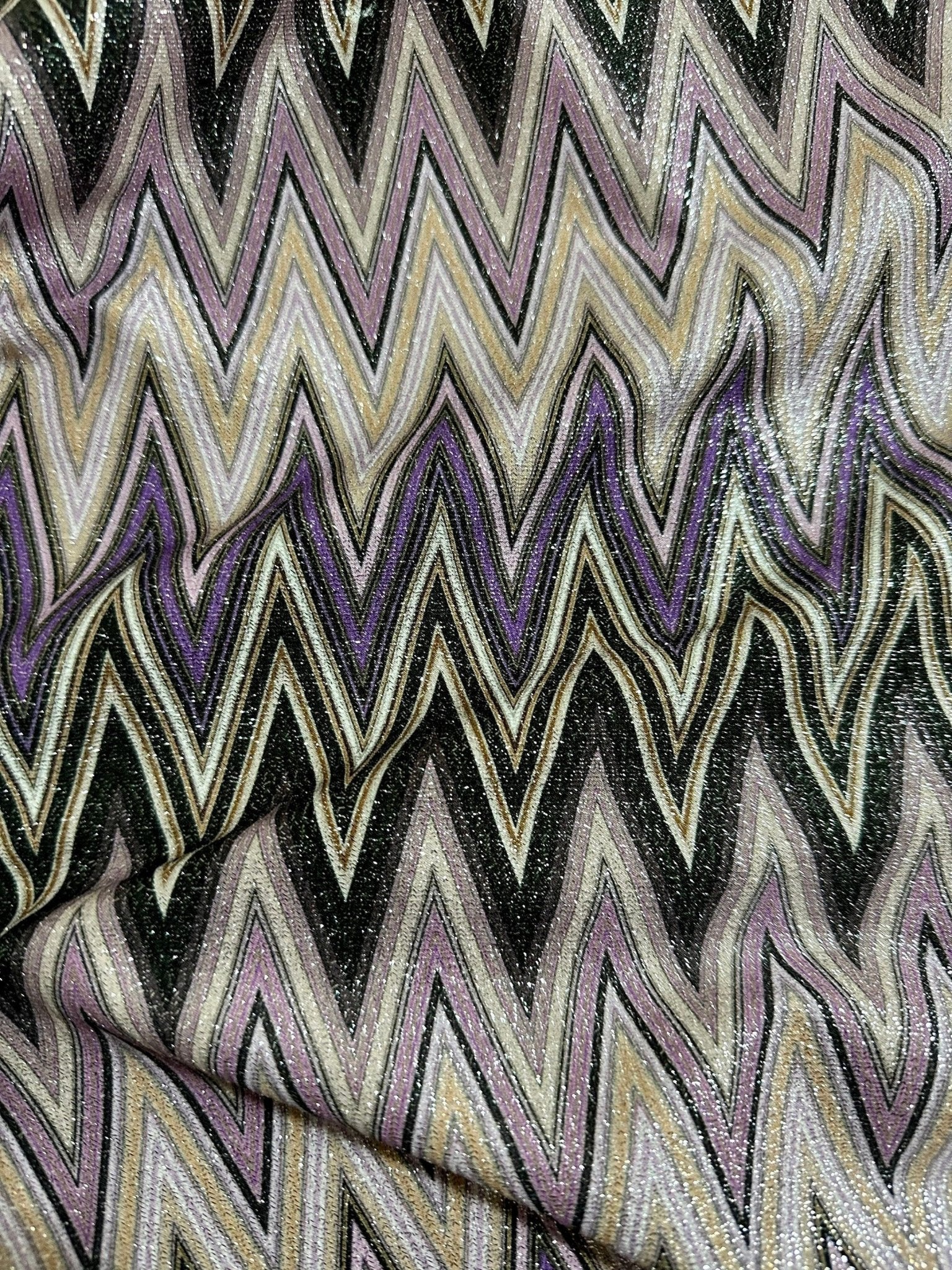 Purple Zigzag Pattern Knit Fabric, Lurex Fabric, 4 - Way Stretch Spandex Fabric - Whotex