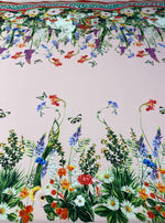 Rabbit Print Fabric with Flowers Pattern in Pink Design - Whotex Fabrics London