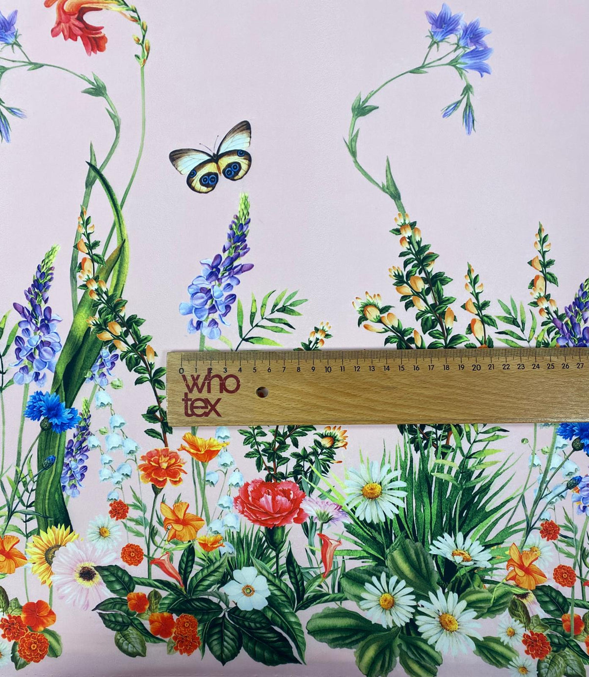 Rabbit Print Fabric with Flowers Pattern in Pink Design - Whotex Fabrics London
