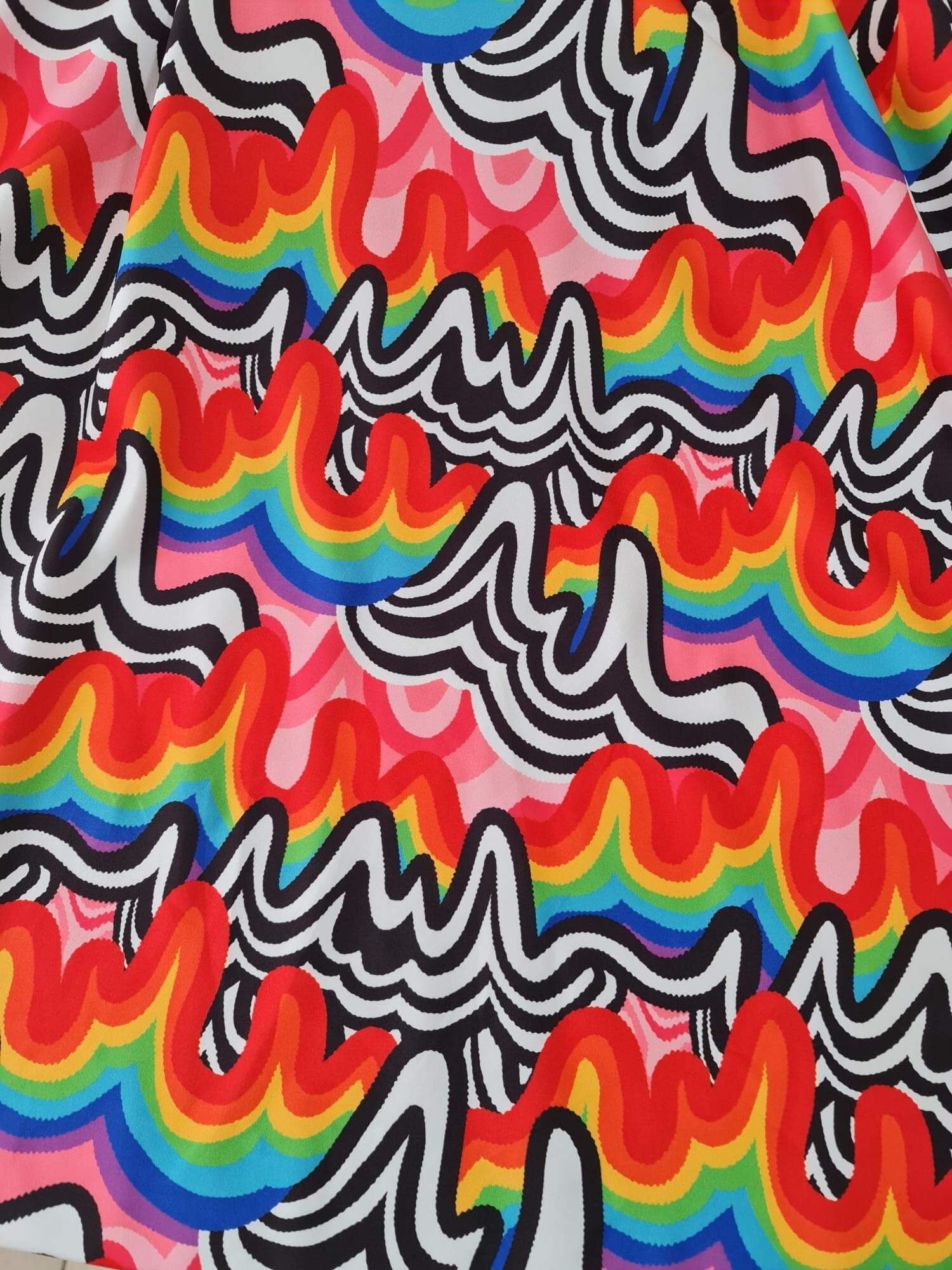 Rainbow Abstract Print fabric, spandex 4 - way stretch fabric - Whotex