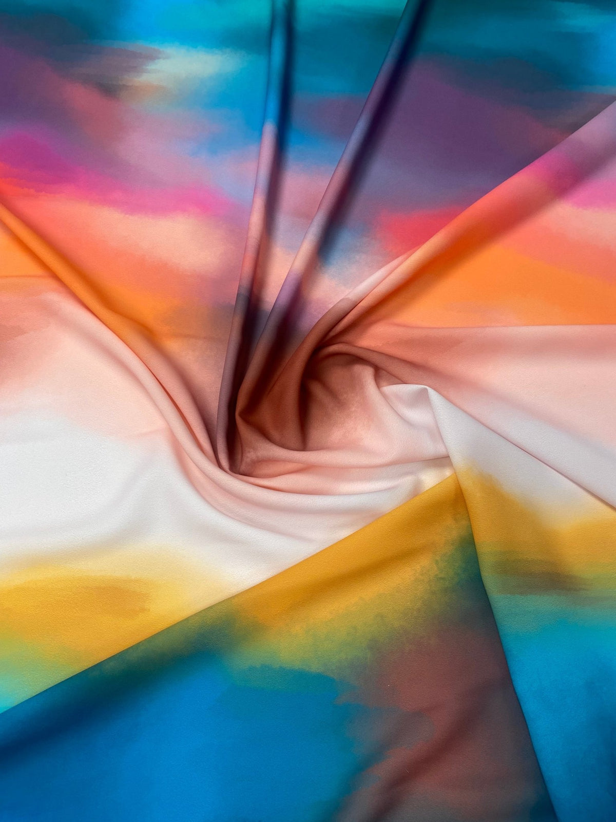 Rainbow Multicolor Satin Fabric by the Metre - Whotex Fabrics London
