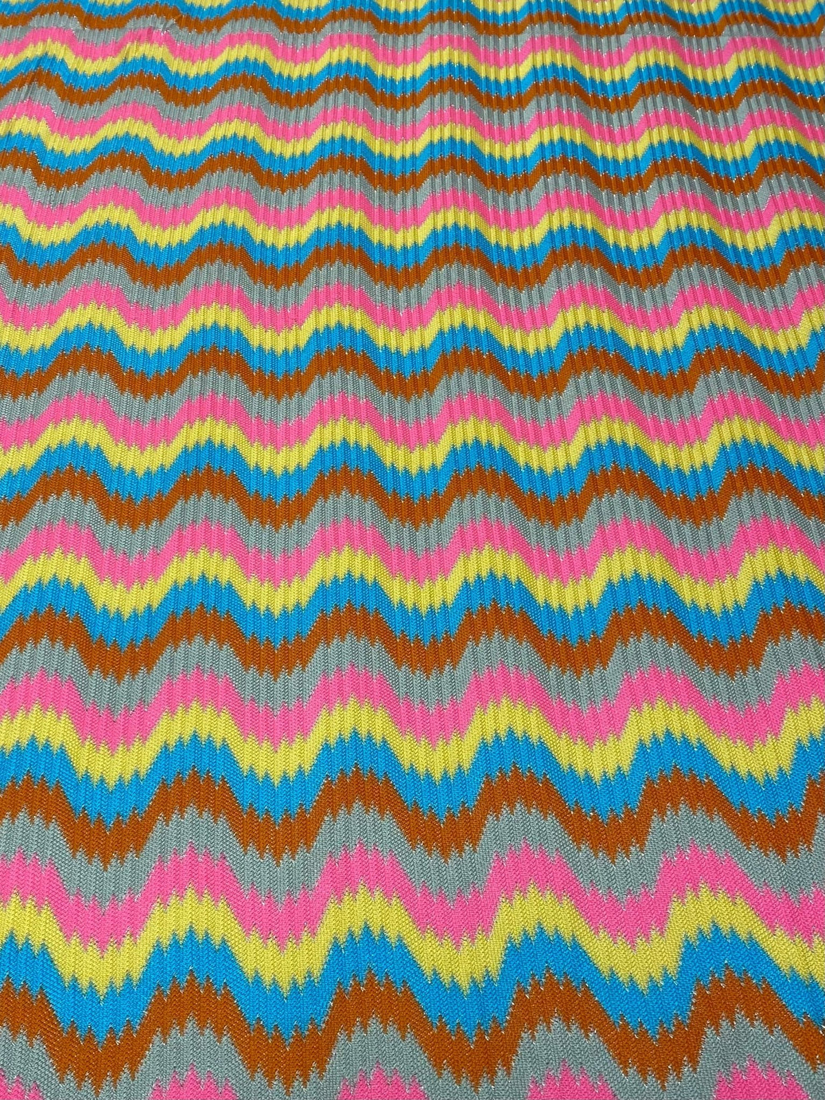 Rainbow Wave Mesh Knit Fabric by the Metrte - Whotex Fabrics London