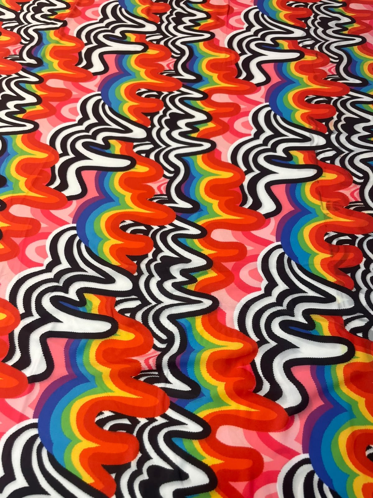Rainbow Wave Spandex Fabric by the Metre - Whotex Fabrics London