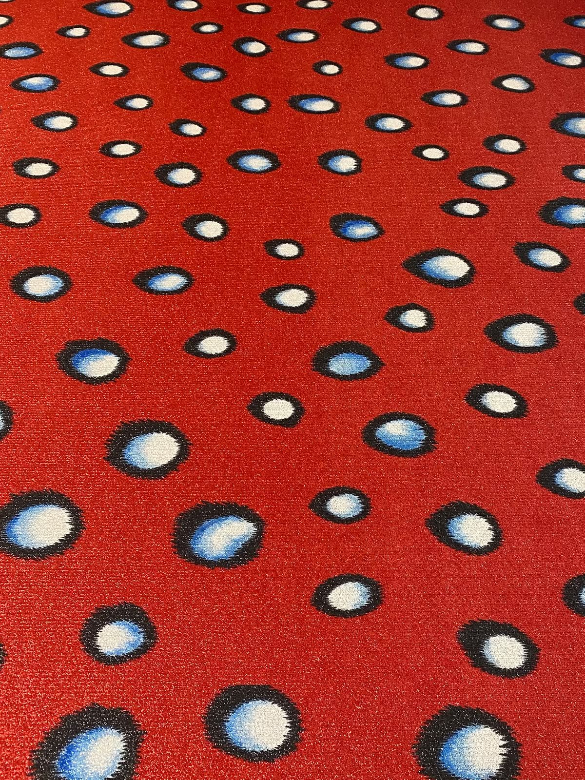 Red Abstract Polka Dot Lurex Fabric by the Metre - Whotex Fabrics London