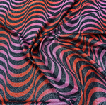 Red and Purple Wave Lurex Fabric with Metallic Shine - Whotex Fabrics London