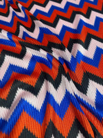 Red Blue Black Zigzag Chevron Pattern Fabric - Whotex Online Fabric Store