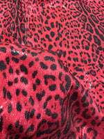 Red Leopard Sequin Fabric, 2 - Way Stretch Sequin Fabric By The Yard - Whotex Online Fabric Store